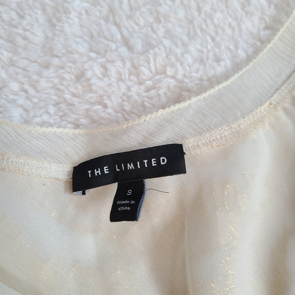 Cream and Metallic Gold Layered Chiffon Blouse - S - Picture 6 of 12